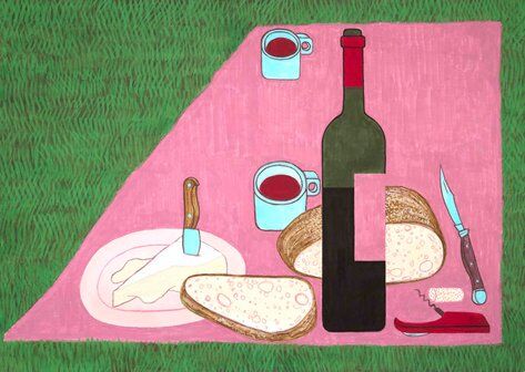 yves tessier red wine and cheese picnic