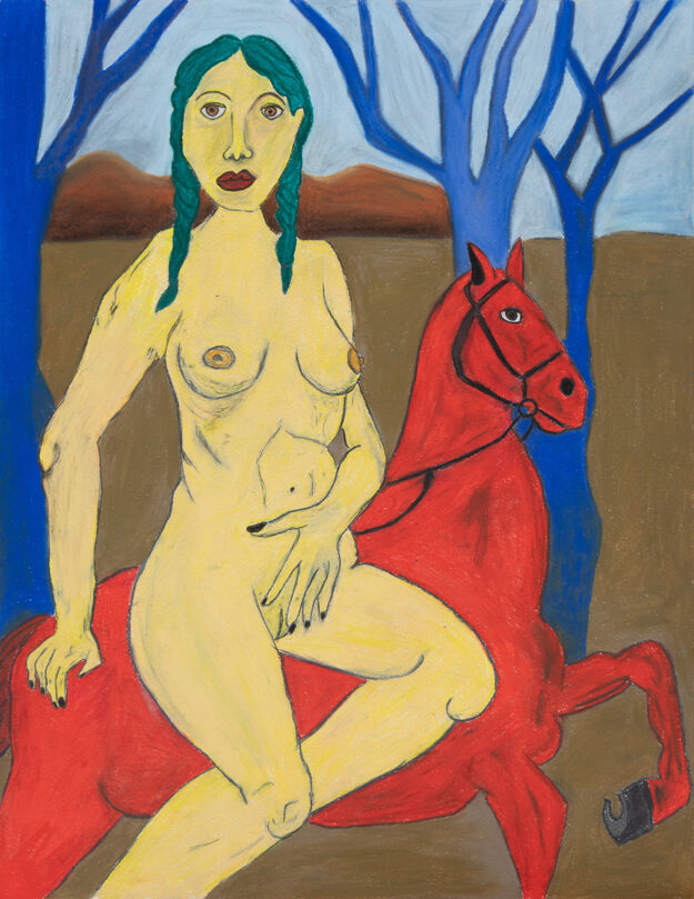 mickey lee yellow woman on horseback