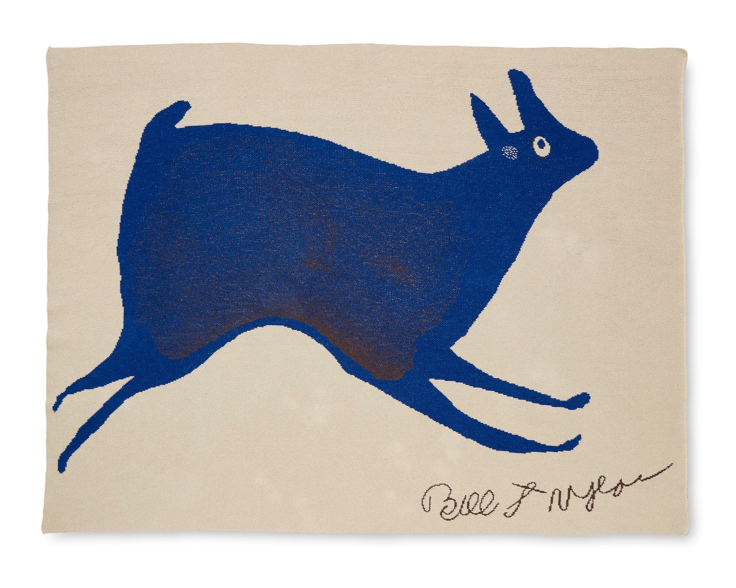 bill traylor blue rabbit running throw blanket