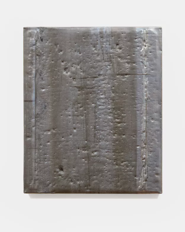 A hammered lead artwork by Mitchell Charbonneau
