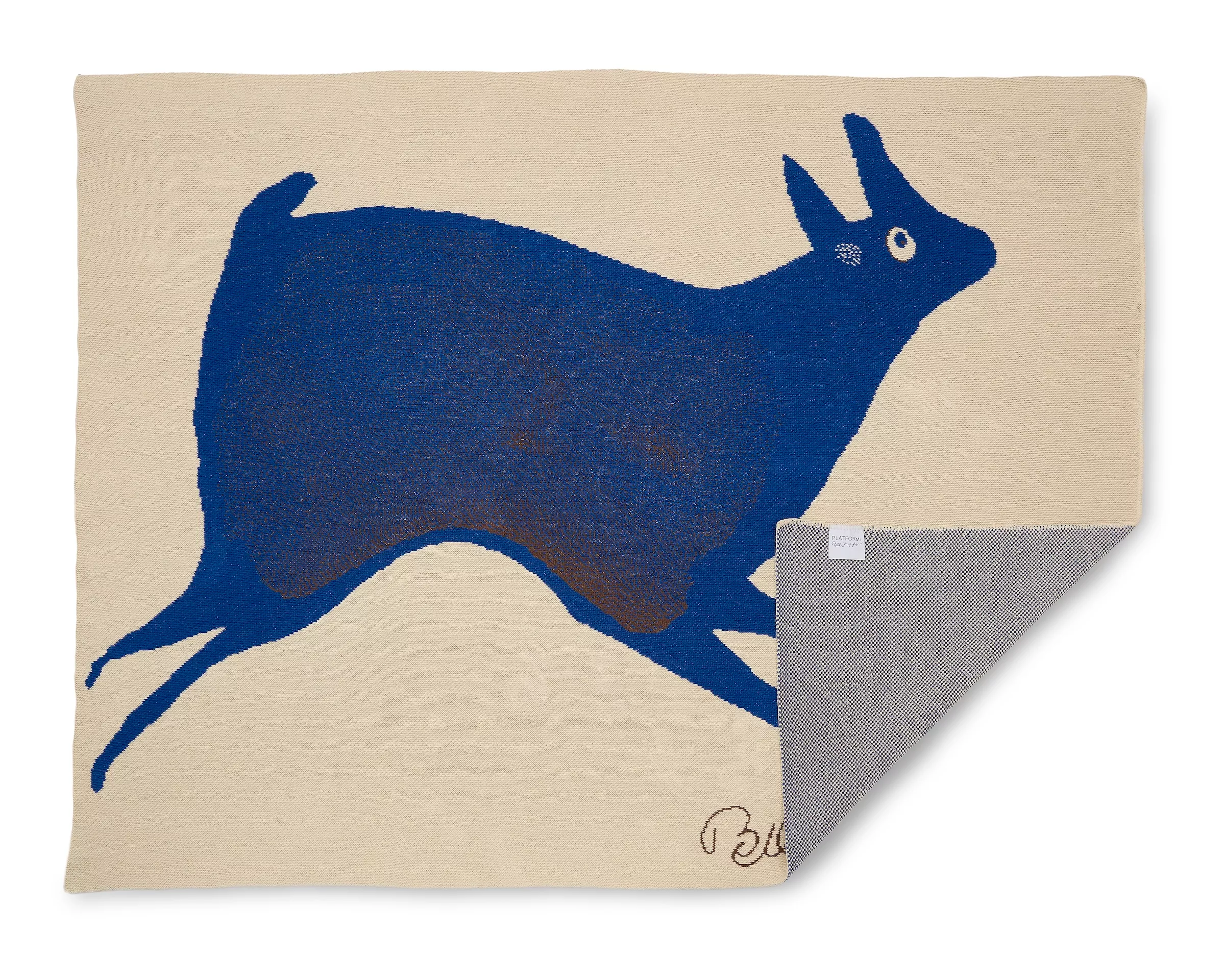 bill traylor blue rabbit running throw blanket